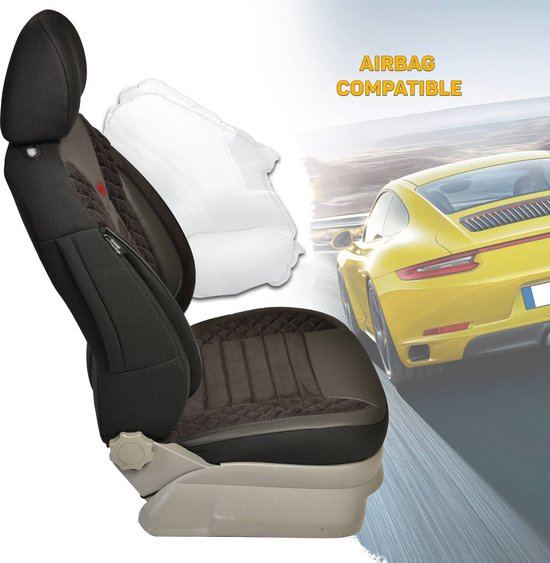 2 Stuks Autostoelhoezen Voor Suzuki Vitara/Grand Vitara 2005-2024 - Ademende Leren Voorstoelhoezen Grijs
