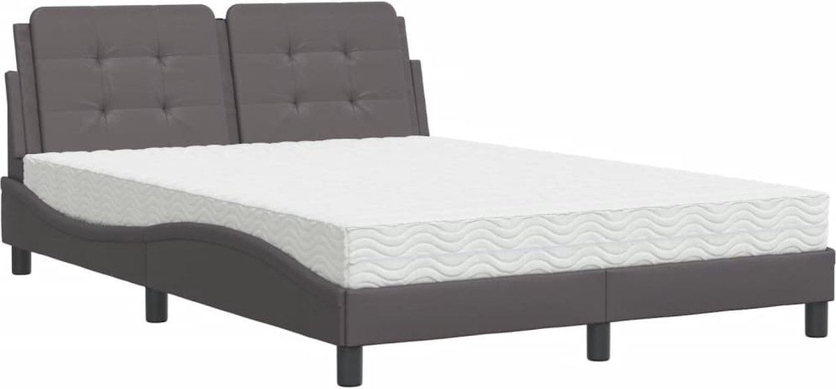 vidaXL - Bedframe - zonder - matras - "Zadar" - kunstleer - grijs - 140x190 - cm