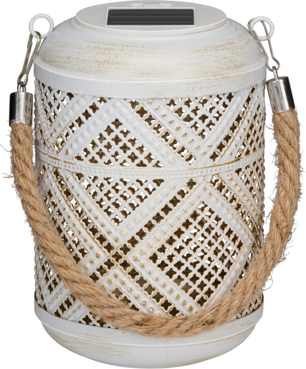 Arti Casa Solar Lantaarn - Tuinverlichting op Zonne Energie - Tafel Lamp met Warm Wit Licht - Solar Lamp met Brandtijd tot 8 uur - IP44 Waterdicht - 11 x 15,5 cm - Kunststof - Wit