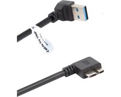 OneOne 0,24m Micro USB 3.0 kabel. Haaks neer en haaks rechts. Micro USB B datakabel past op Externe harde schijf van Seagate, LaCie, Toshiba, Verbatim, Transcend, Adata, Buffalo, WD Elements / Western Digital