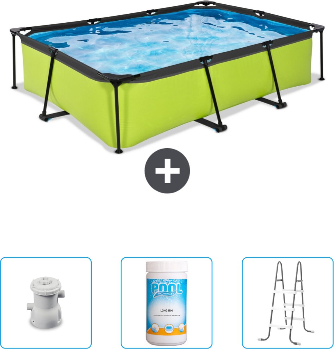 EXIT Rechthoekig Lime Frame Zwembad – 300 x 200 x 65 cm – Inclusief Pomp – Chloor – Ladder – Nu extra voordelig EXIT Rechthoekig Lime Frame Zwembad – 300 x 200 x 65 cm – Inclusief Pomp – Chloor – Ladder – Nu extra voordelig