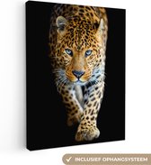 Toile - Léopard - Zwart - Animaux - Décoration murale - 30x40 cm - Peintures sur toile - Toile Canvas