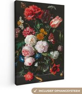 Schilderijen op canvas - Stilleven met bloemen Jan Davidsz. de Heem 40x60 - Kamer decoratie accessoires - Schilderij oude meesters woonkamer - Wanddecoratie slaapkamer - Muurdecoratie keuken - Wanddoek interieur - Woondecoratie huis