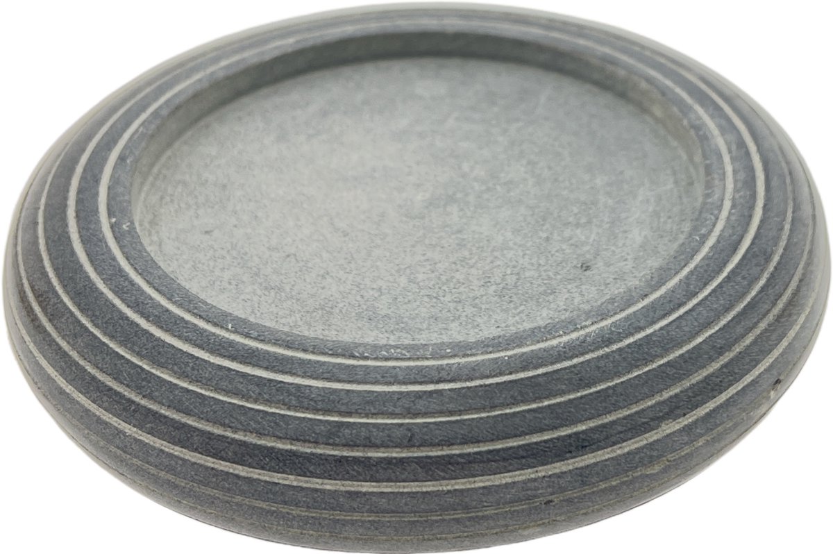 PTMD Kaarsenhouder Voor Stompkaars - Speksteen - Ø 12 x 2.5 cm Grijs