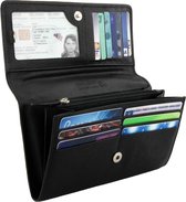 Garzini portemonnee dames overslag, portefuille dames RFID, Leren portemonnee, groot model dames portefeuille muntvak, briefgeldvak, 13 pasjes