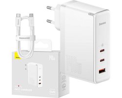 Baseus GaN5 Pro Wall Charger 140W met USB C kabel - Programmable Power Supply PPS + Power Delivery PD3.1 + QuickCharge QC4.0 - Wit