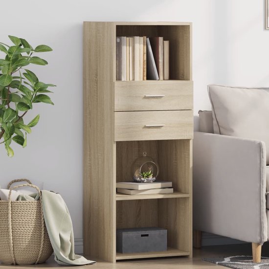 vidaXL Opbergkast smal 45x42,5x225 cm bewerkt hout grijs sonoma eiken, hoge kast, opbergmeubilair, smalle hoge kast, opbergmeubel, hoog dressoir