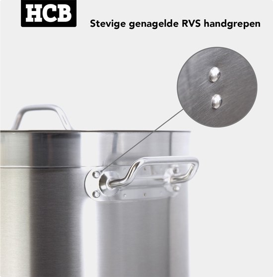 HCB® - Professionele Kookpan - Inductie - Gas - Electrisch - 44 Liter Grote Rvs Inox Pan Soeppan Horeca Pannen 48x57x31 Cm Bxdxh 10 Kg 5433 HCB® - Professionele Kookpan - Inductie - Gas - Electrisch - 44 Liter Grote Rvs Inox Pan Soeppan Horeca Pannen 48x57x31 Cm Bxdxh 10 Kg 5433