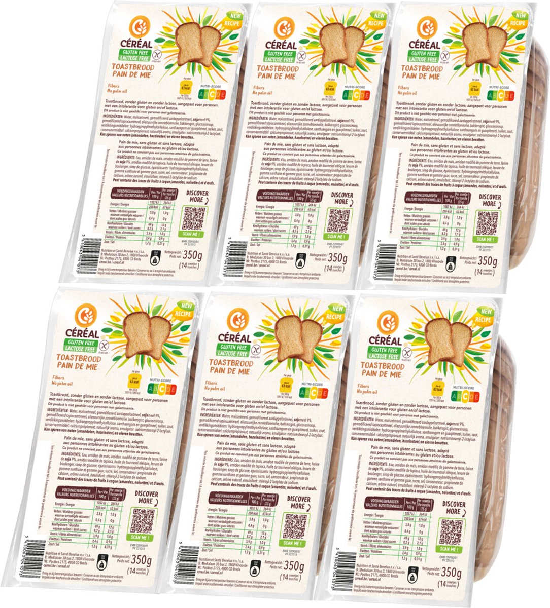 Céréal Toastbrood - 6 x 350 gr - Voordeelverpakking