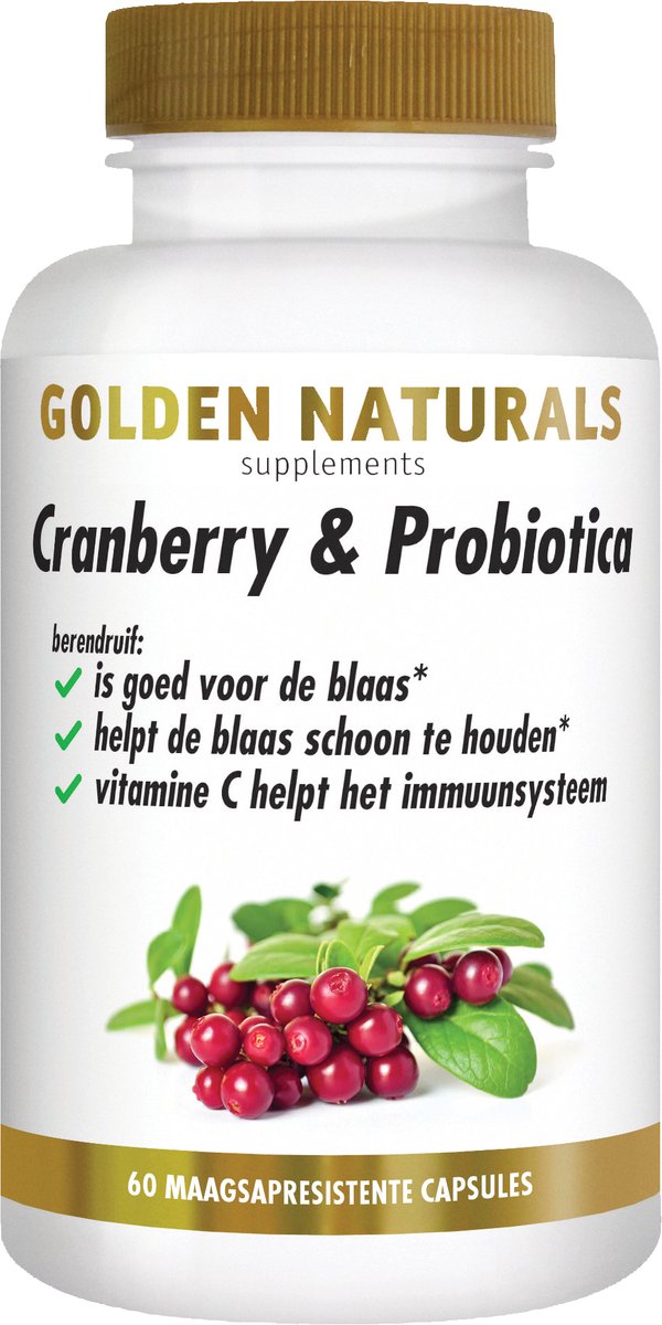 Goedkoopste Golden Naturals Cranberry & Probiotica (60 veganistische maagsapresistente capsules