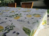 Rechthoekig tafelkleed met citroenen en olijven patroon 100% katoen 140 x 240 cm made in Italy Tafelkleed