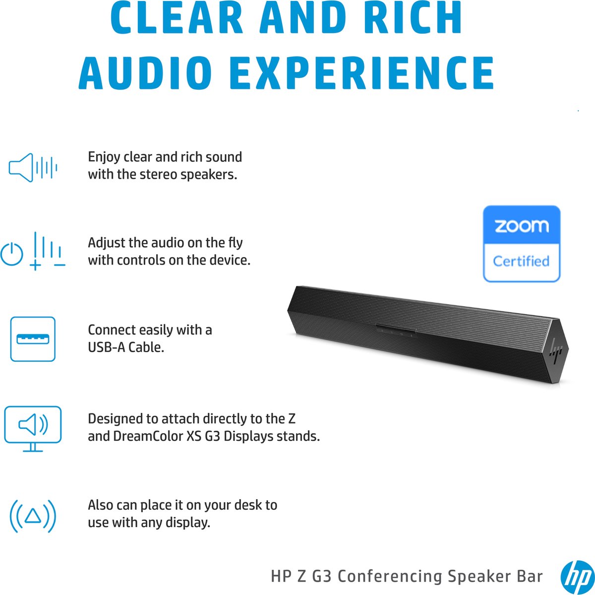 Afbeelding 2 van HP Z G3 luidsprekerbalk/speaker - geschikt voor alle laptops/pc met usb-a aansluting