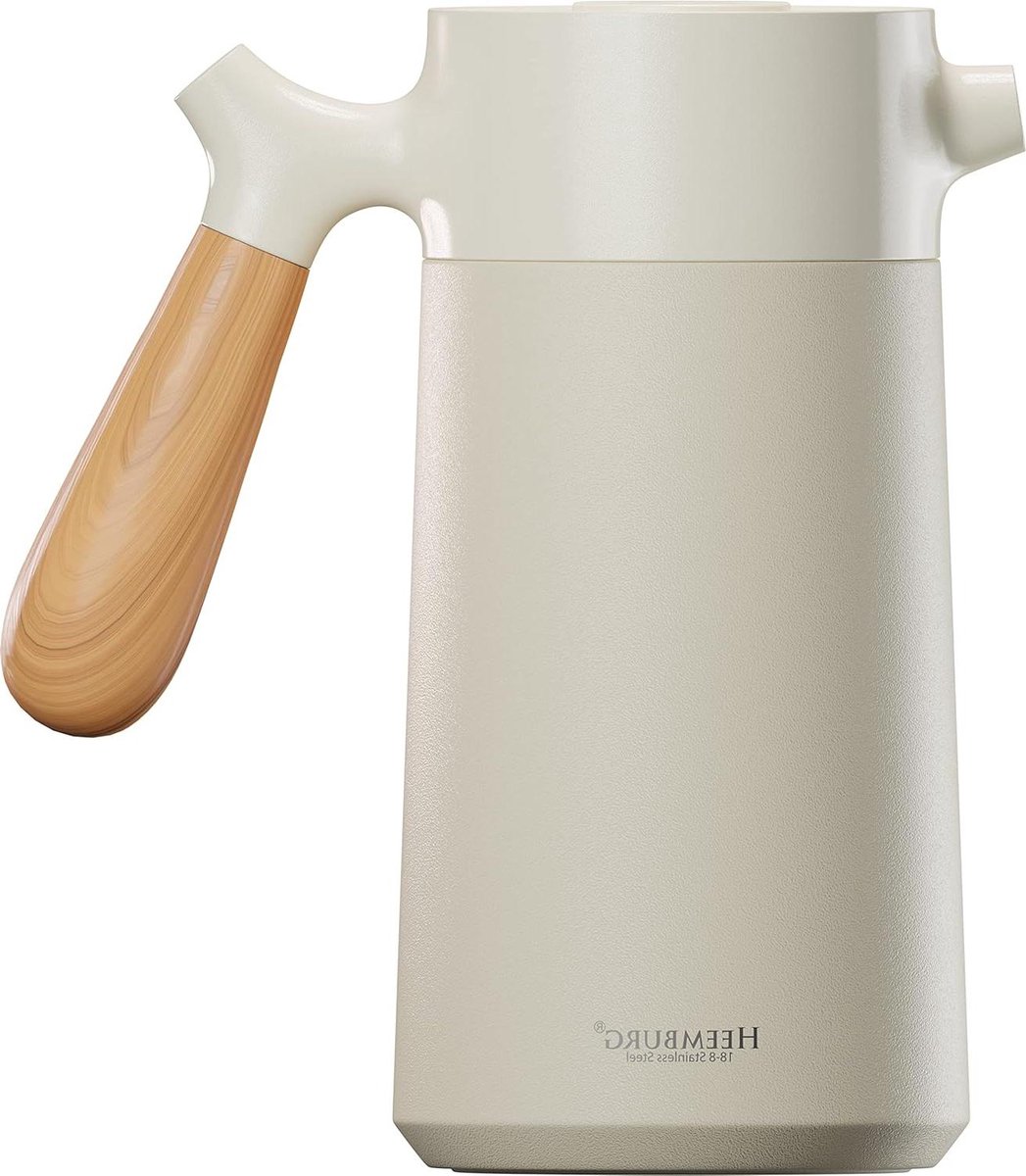 Thermos Dubbelwandige French Press Koffiezetapparaat - Geïsoleerde Vacuüm Roestvrij Staal - Handmatige Brewer (Wit)