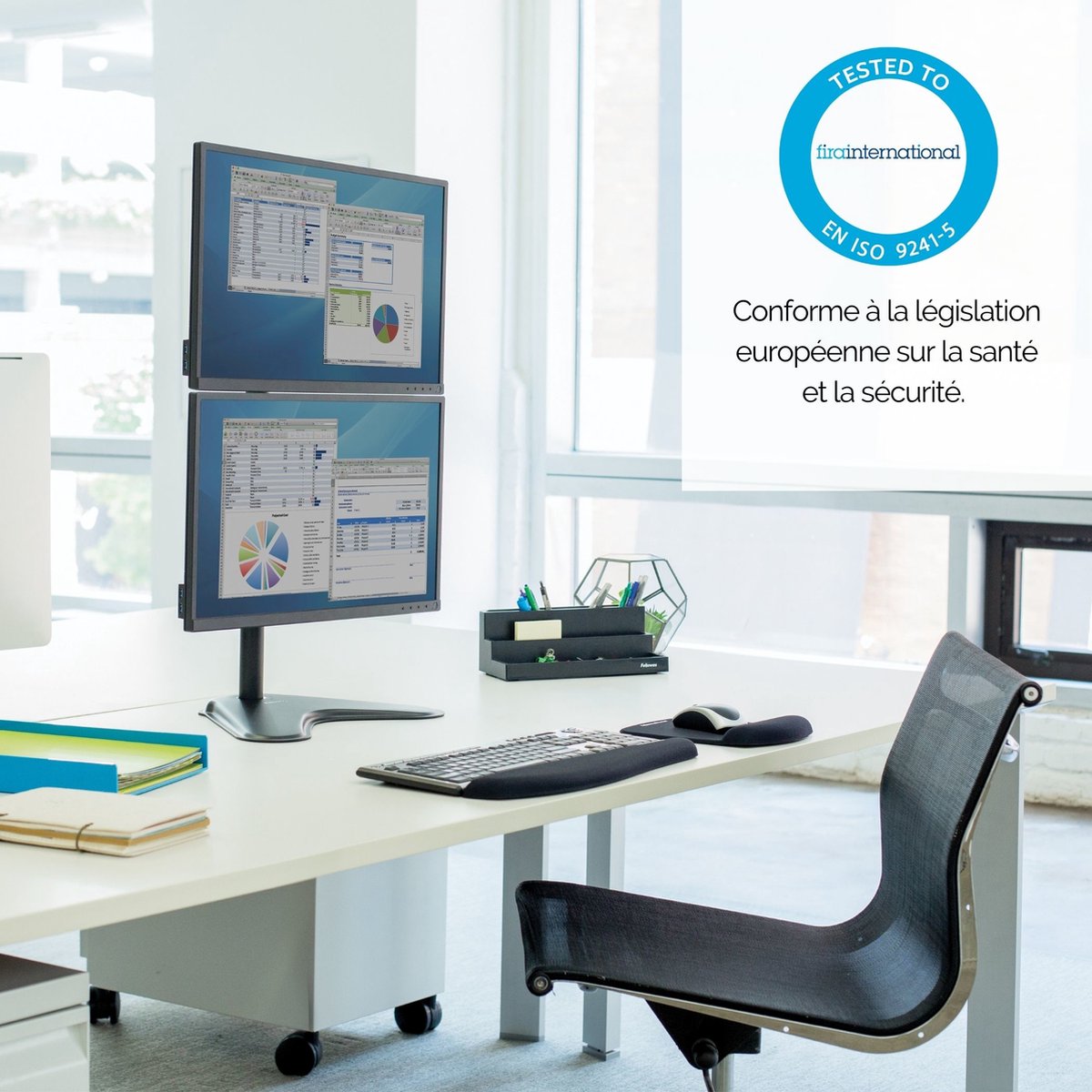Fellowes Seasa Dubbele Monitorarm Verticaal