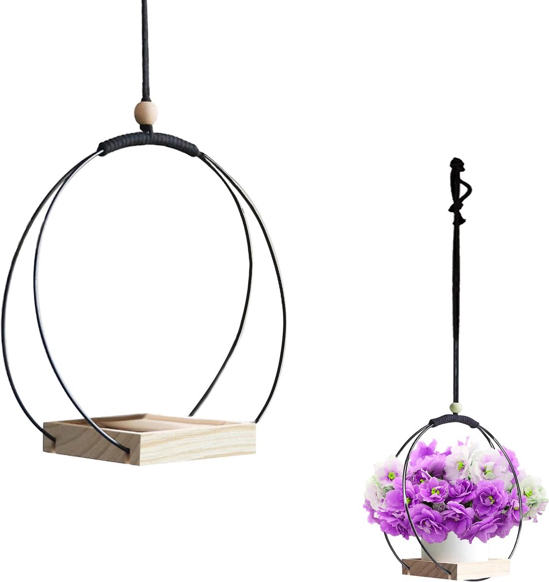 Moderne hangende plantenrek voor balkon en woonkamer decoratief plantenrek van hout voor stijlvolle hangbloempotten