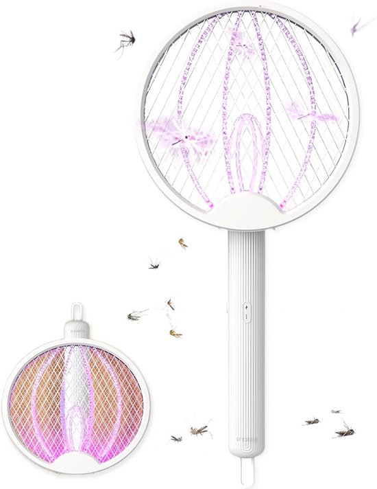Oplaadbaar opvouwbaar elektrisch insectenracket met uv-lamp voor binnen ...