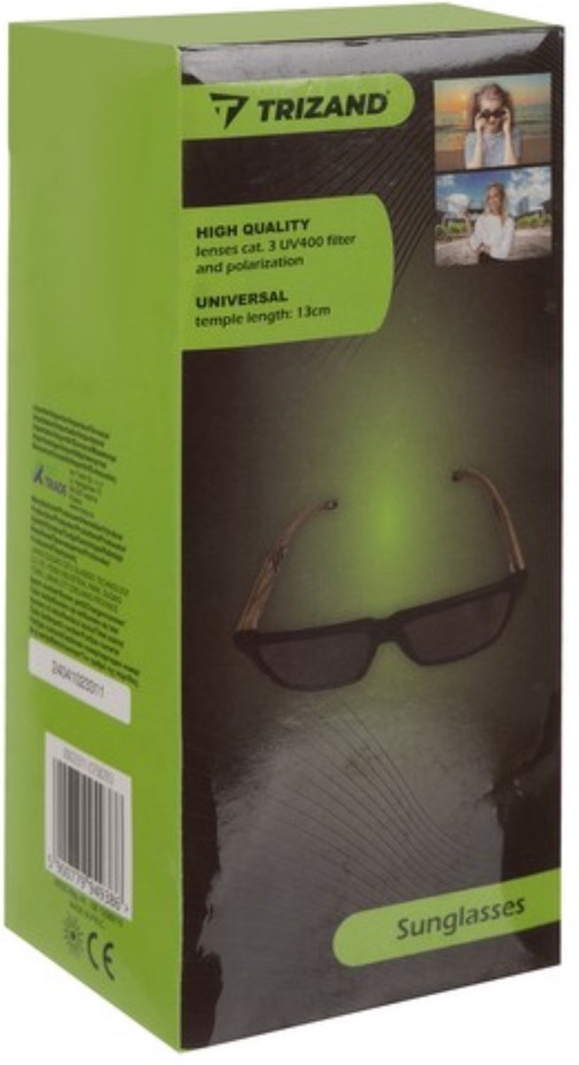 Zonnebril met Polarisatie - UV400 - Houten Pootjes - Unisex - Zwart — afbeelding 2