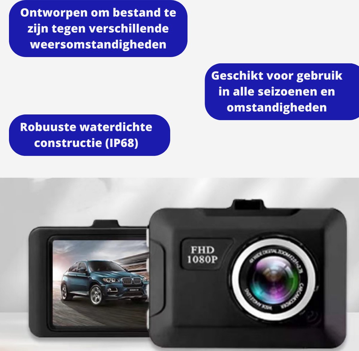 Full HD Dashcam voor auto - Dashcam voor auto voor en achter - Dual Dashcam - Nachtvisie, G-Sensor, Looprecording – foto 3