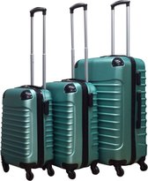 Castillo Quadrant Ensemble de 3 valises en ABS - 2 valises à main / 1 grande valise - Vert clair