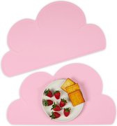 Relaxdays placemat set van 2 - baby's en peuters - onderlegger - antislip - siliconen - roze