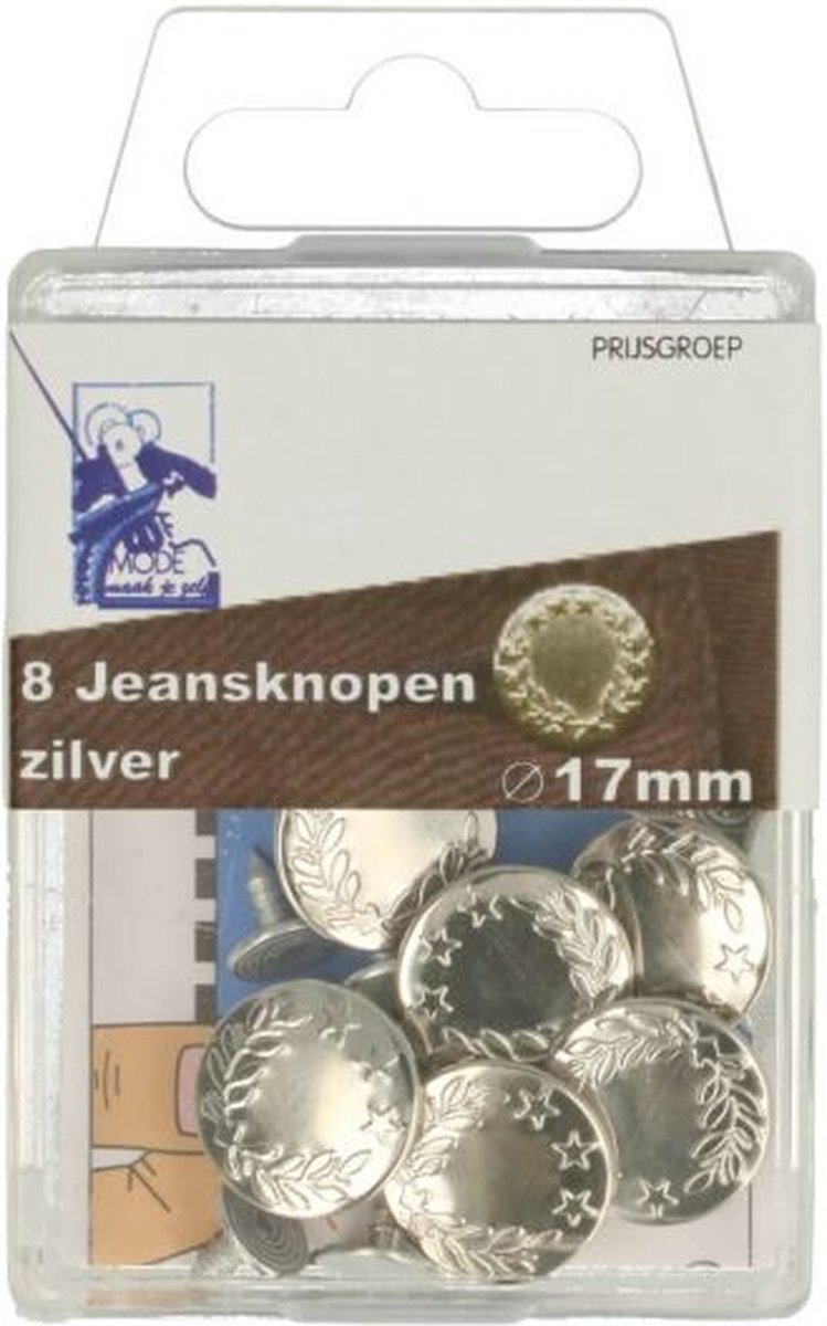 Jeansknopen zilver (8 stuks)