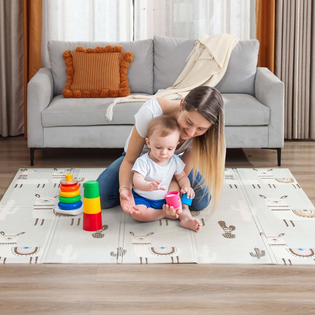 Baby Vivo Tapis de Jeu pour Enfants Double face avec des Animaux