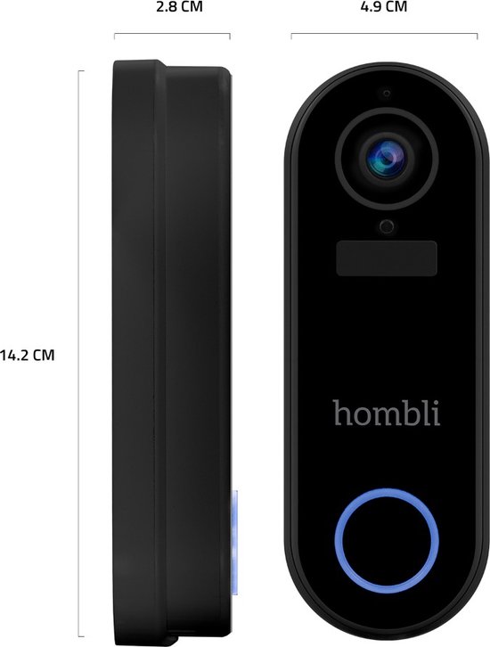 Hombli Slimme Deurbel 2 - 1080p Video Deurbel en Chime Promopakket, Tweewegsgesprek, Bewegingsdetectie, MicroSD en Cloudopslag - Zwart — afbeelding 4