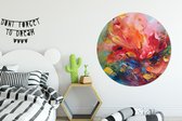 WallCircle - Muurstickers - Behangcirkel - Olieverf - Kunst - Abstract - Kleurrijk - ⌀ 120 cm - Muurcirkel - Zelfklevend - Ronde Behangsticker XXL