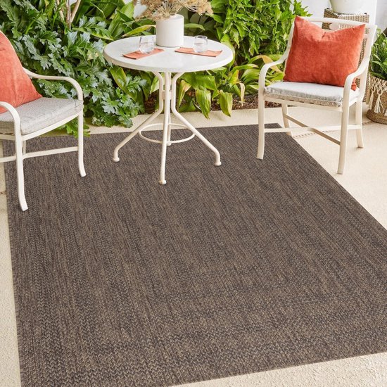 Paco Home Buiten Vloerkleed Tapijt Voor Binnen En Buiten Balkon Terras Keuken Tapijt Modern Patroon Abstract Lettering, Maat:60x100 cm, Kleur:Antraciet 2