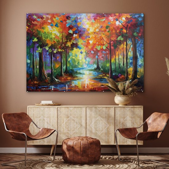 MuchoWow® Peinture sur Verre - Paysage - Forêt - Couleurs - Nature - 150x100 cm - Peintures sur Verre Acrylique - Photo sur Glas