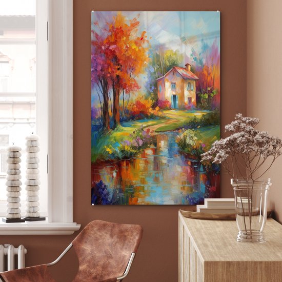 MuchoWow® Peinture sur Verre - Paysage - Coloré - Peinture à l'Huile - Art - 60x90 cm - Peintures sur Verre Acrylique - Photo sur Glas