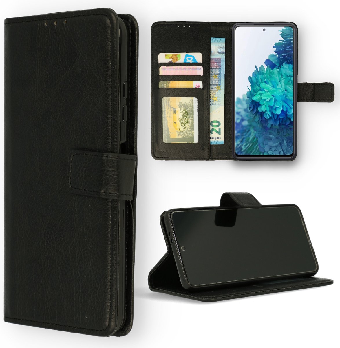 HB Hoesje Geschikt voor Samsung Galaxy A7 2018 - Portemonnee Book Case - Pasjeshouder en Magneetlipje - Zwart