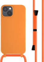 iMoshion Hoesje Geschikt voor iPhone 14 Hoesje Met Koord - iMoshion Siliconen hoesje met koord - Oranje
