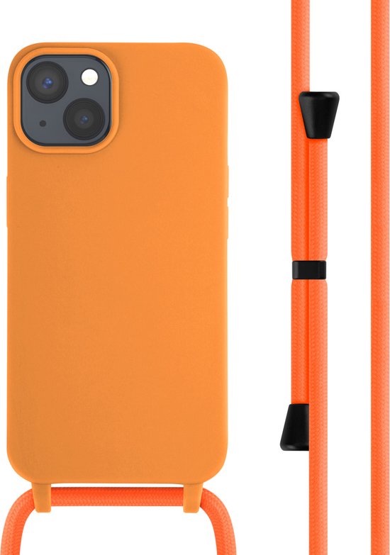 iMoshion Hoesje Geschikt voor iPhone 14 Hoesje Met Koord - iMoshion Siliconen hoesje met koord - Oranje