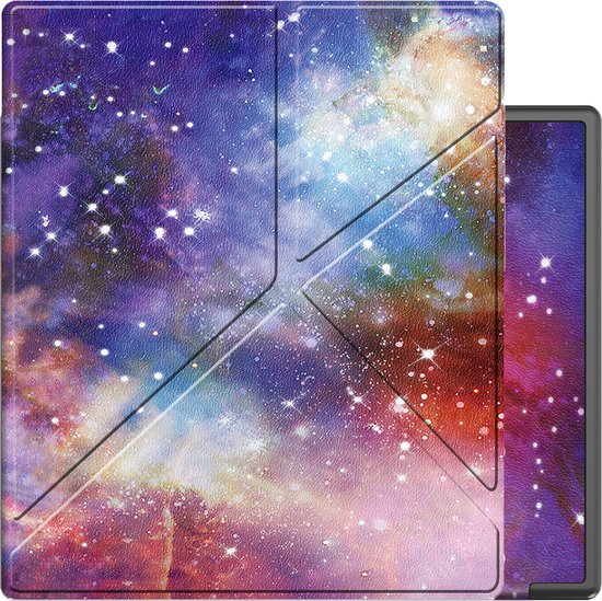 Hoesje Geschikt voor Kobo Elipsa 2E Hoesje Luxe Bescherm Case Trifold - Hoes Geschikt voor Kobo Elipsa 2E Hoes Book Cover - Galaxy van Hoesje  — afbeelding 5