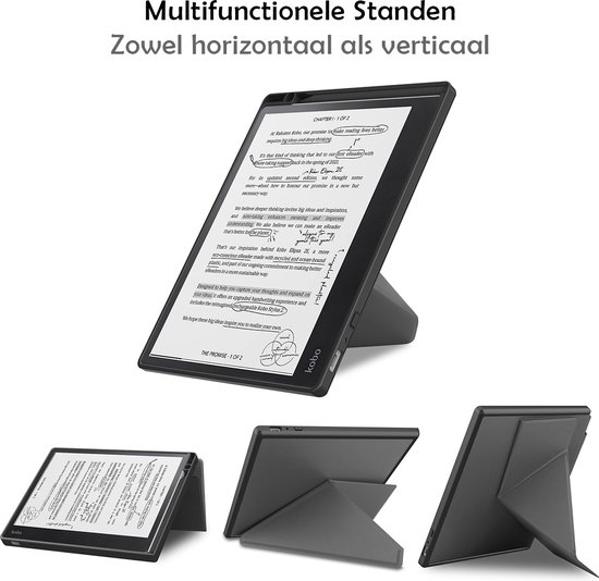 Hoesje Geschikt voor Kobo Elipsa 2E Hoes Bescherm Hoesje Case Sleep Cover Trifold - Hoes Geschikt voor Kobo Elipsa 2E Hoesje - Grijs van Merkloos — afbeelding 5