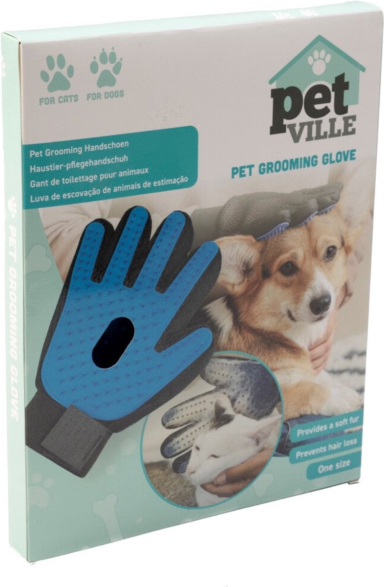 Petville Borstel-Handschoen Blauw/Zwart