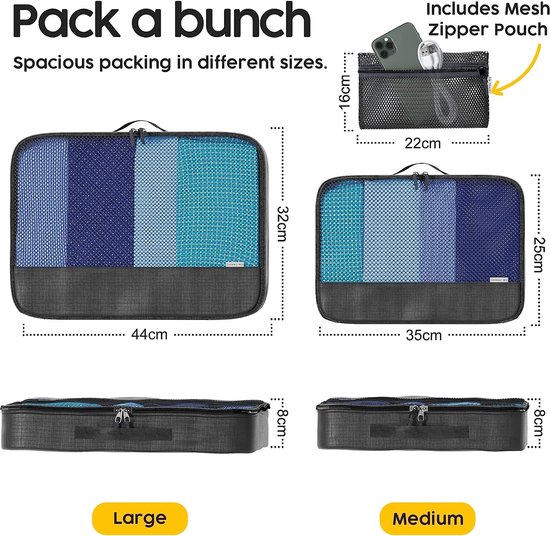 Travel Gemakkelijk te ordenen Bagage Organizer voor koffers. 2 Medium 2  Large Travel... | bol.com