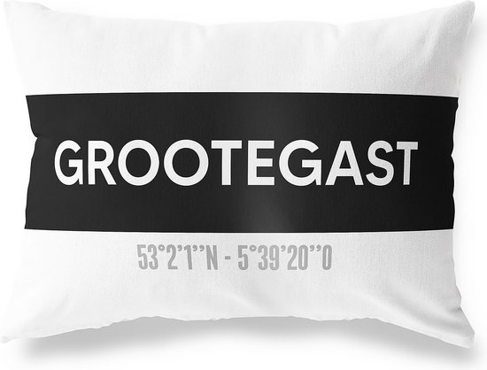 Foto: Tuinkussen grootegast groningen met co rdinaten buitenkussen bootkussen weerbestendig jouw plaats studio216 modern zwart wit 50x30cm