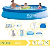 Intex Easy Set Zwembad - Opblaaszwembad - 366x76 cm - Inclusief Solarzeil, Onderhoudspakket, Zwembadpomp, Filter, Grondzeil, Onderhoudsset, Trap en Voetenbad