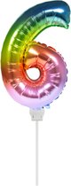 Folat - Folieballon cijfer mini cijfer 6 Regenboog