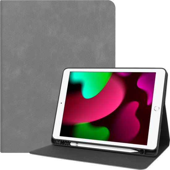 iPad 10.2 2020 Case Book Case Hard Cover Case With Cutout Apple Pencil - iPad 10.2 2020 Case Hardcover - Grijs