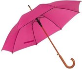 Roze paraplu met houten handvat 103 cm