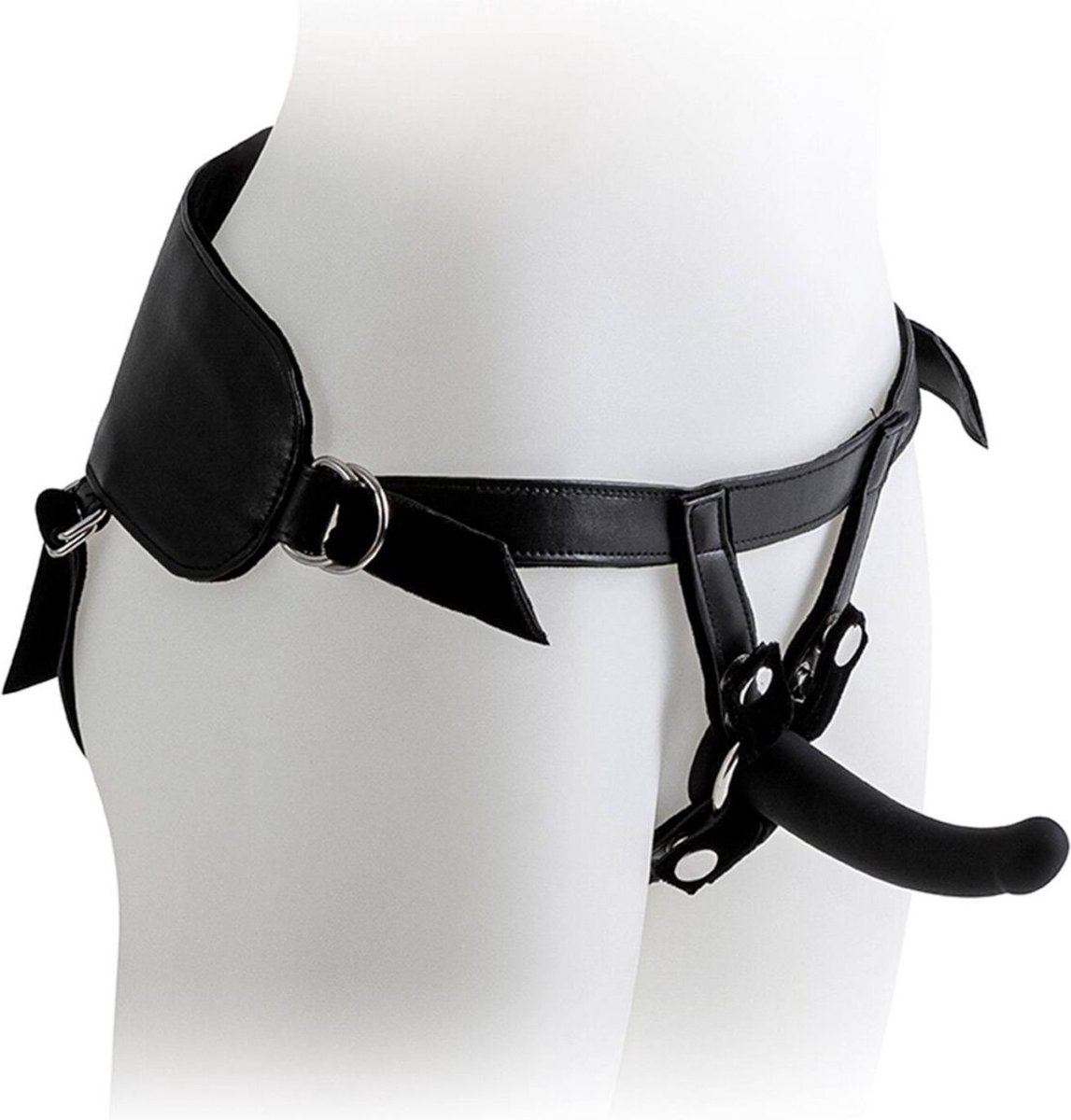 Goedkoopste Virgite Strap-on Harnas met zwarte dildo - maat S