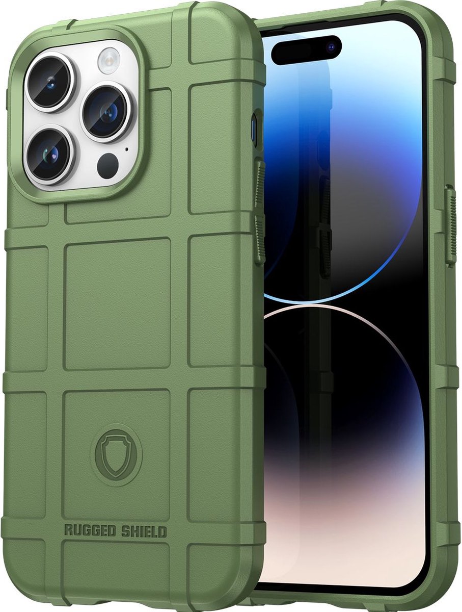 Mobigear Hoesje geschikt voor Apple iPhone 15 Pro Telefoonhoesje Flexibel TPU | Mobigear Rugged Shield Backcover Shockproof | Schokbestendig iPhone 15 Pro Telefoonhoesje | Anti Shock Proof - Groen