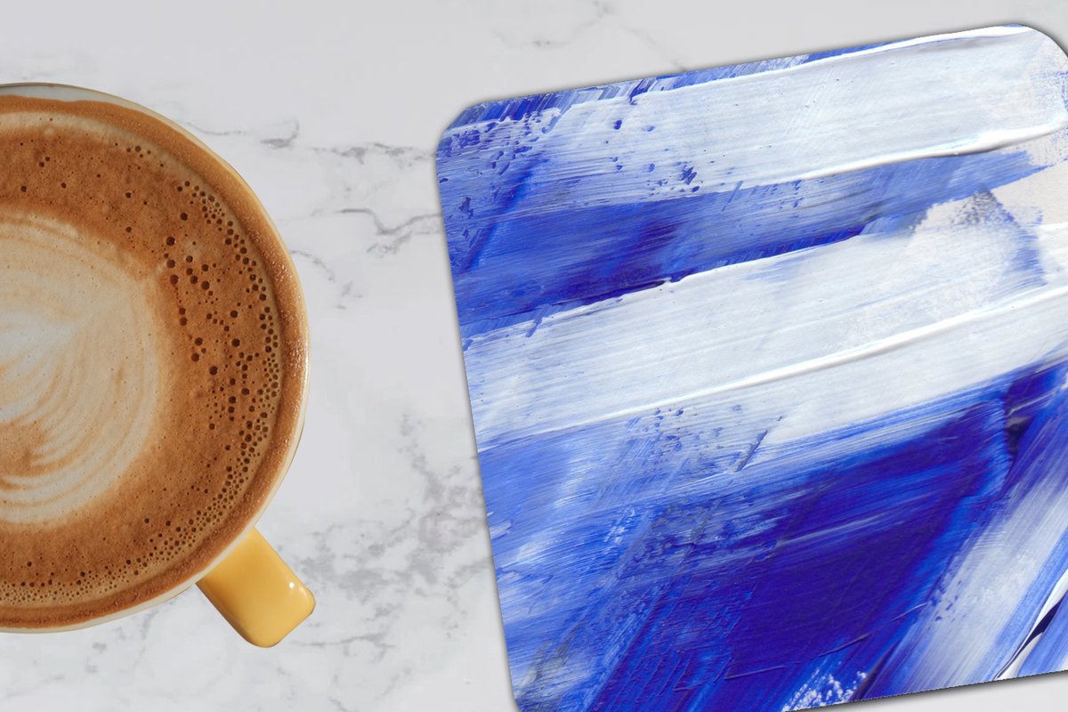 Onderzetters voor glazen - Verf - Design - Blauw - 10x10 cm - Glasonderzetters - 6 stuks