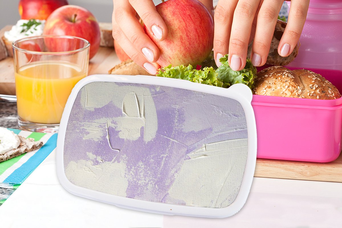 Broodtrommel Roze - Lunchbox - Brooddoos - Abstract - Verf - Design - 18x12x6 cm - Kinderen - Meisje
