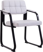 Stoel - Wit - Met armleuning en rugleuning - Vergaderstoel - Bezoekersstoel - Zithoogte 49cm