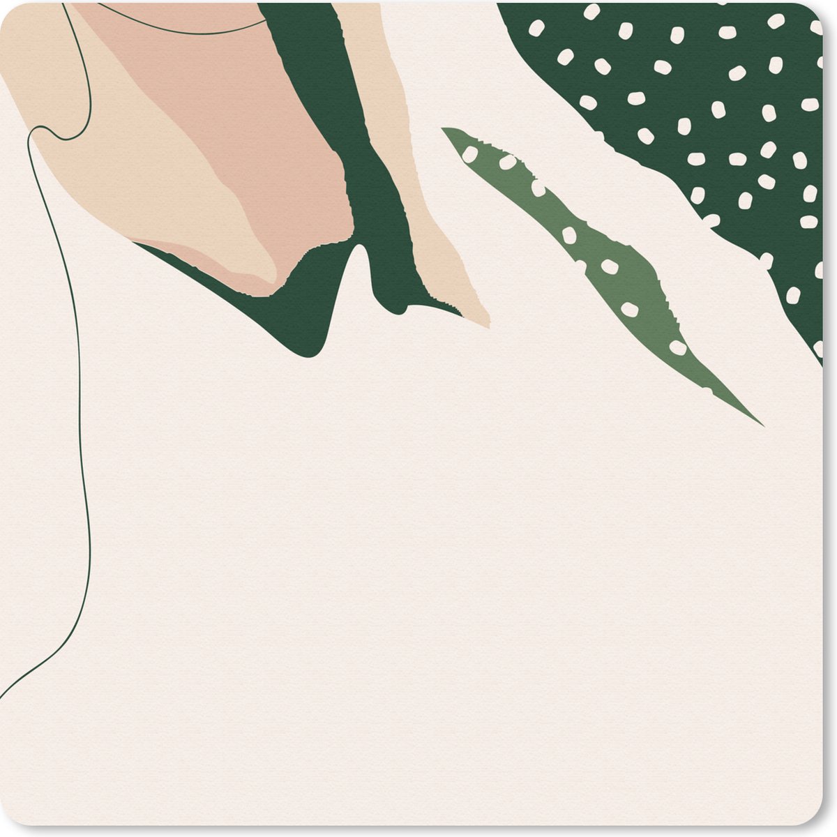 Muismat 30x30 cm - Mousepad Blad - Stippen - Groen - Abstract - Muismatten