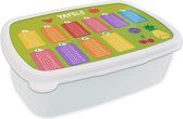 Broodtrommel Wit - Lunchbox - Brooddoos - Kinderkamer - Educatief - Tafels - Kids - Kinderen - Jongens - Meisjes - Kind - 18x12x6 cm - Volwassenen